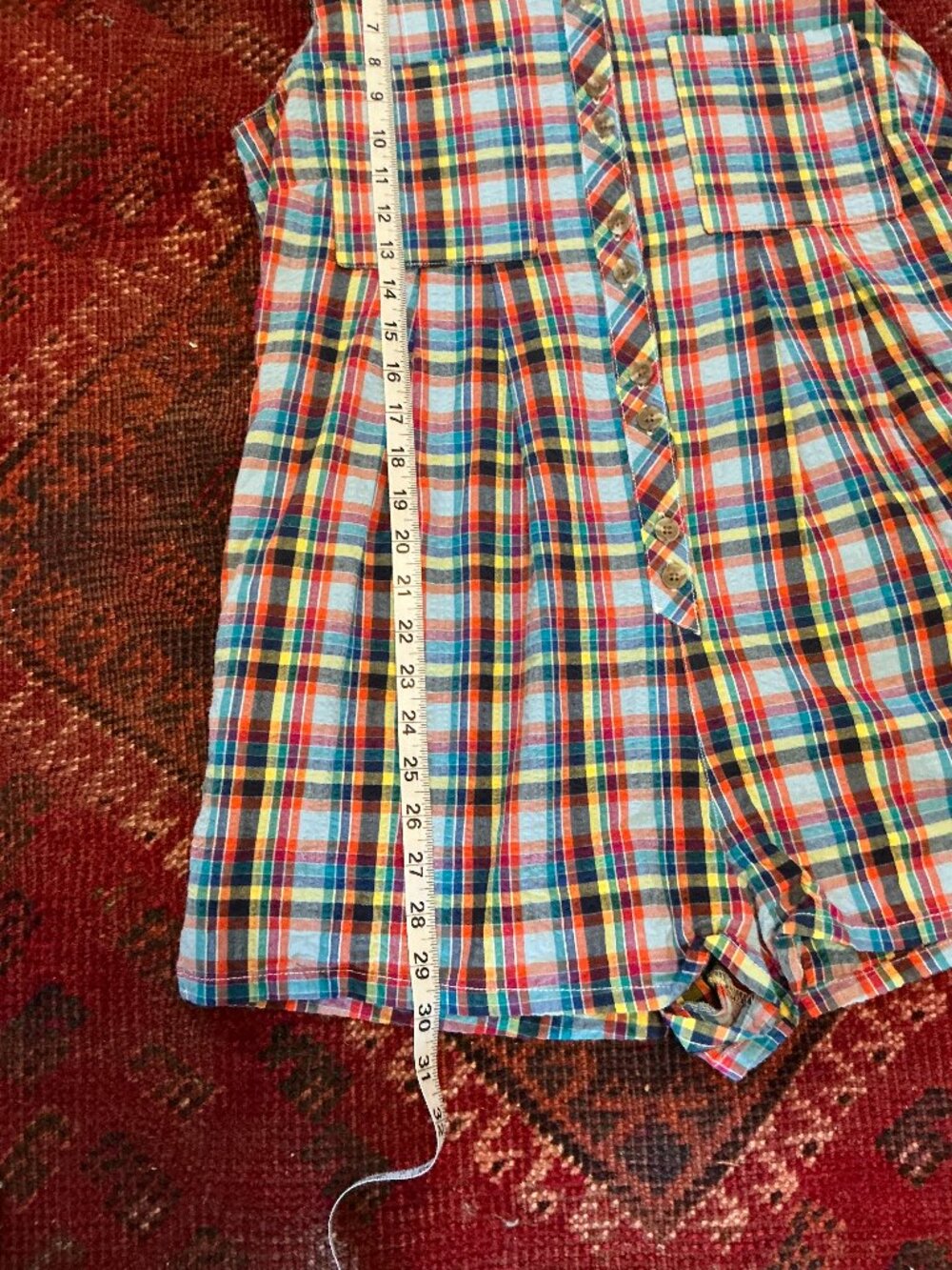 Urban Outfitters seersucker check romper jumpsuit w/pockets (shorts) S - Picture 4 of 8